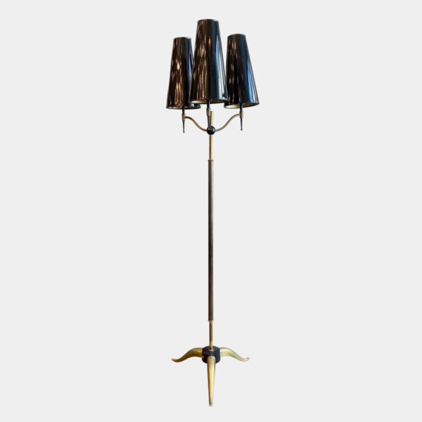 Midcentury Brass Tripod 3-Arm Floor Lamp