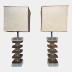 Lucite and Faux Tortoise Shell Stacked Table Lamps