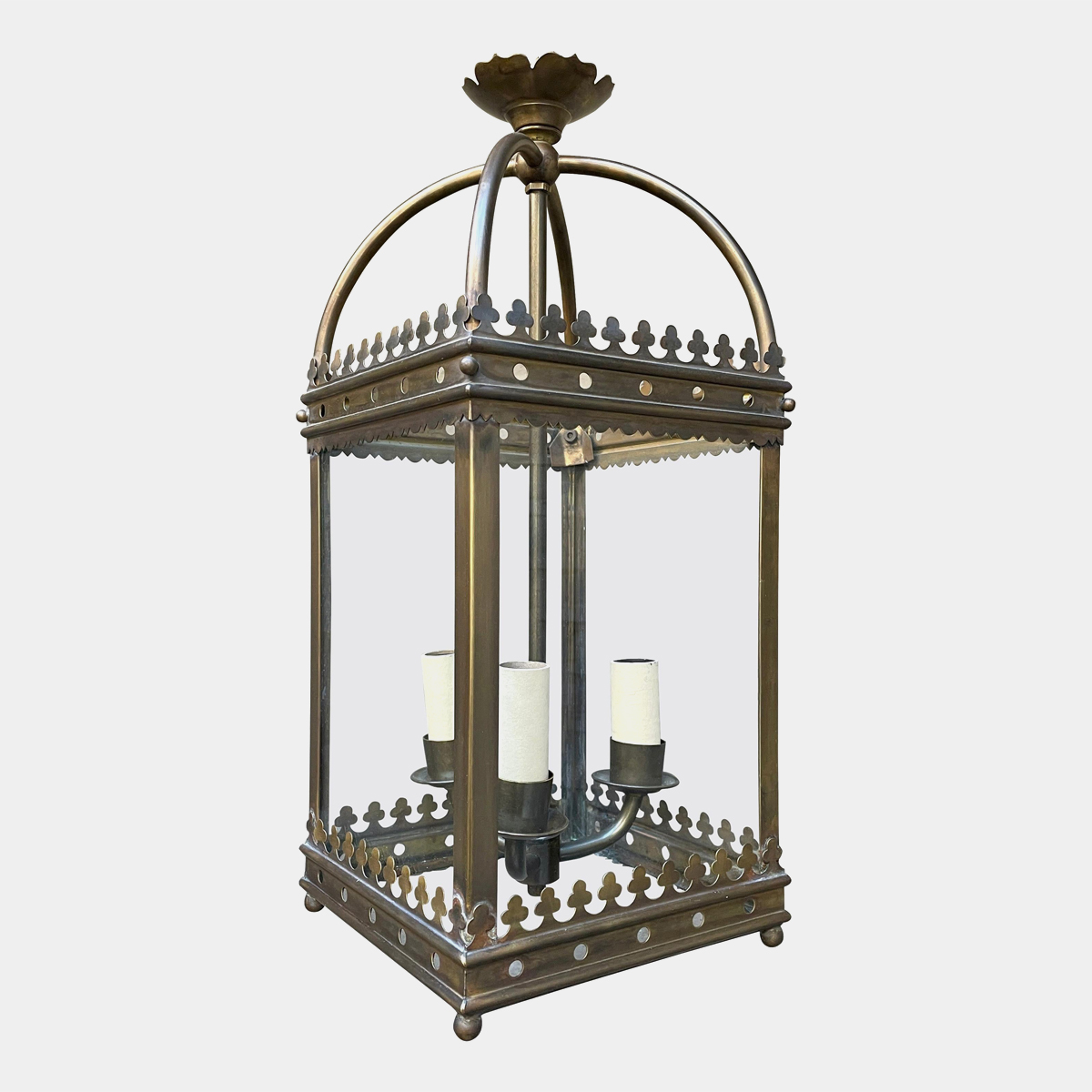 An English Gothic Style Brass Lantern