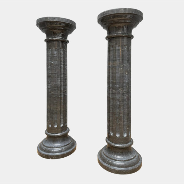 Marble Columns in Black Belgian Fossil Marble