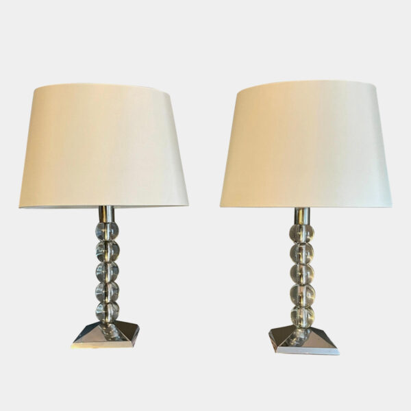 Chrome Table Lamps by Jacques Adnet
