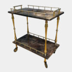 Goatskin and Brass Serving Table/Bar Cart by Aldo