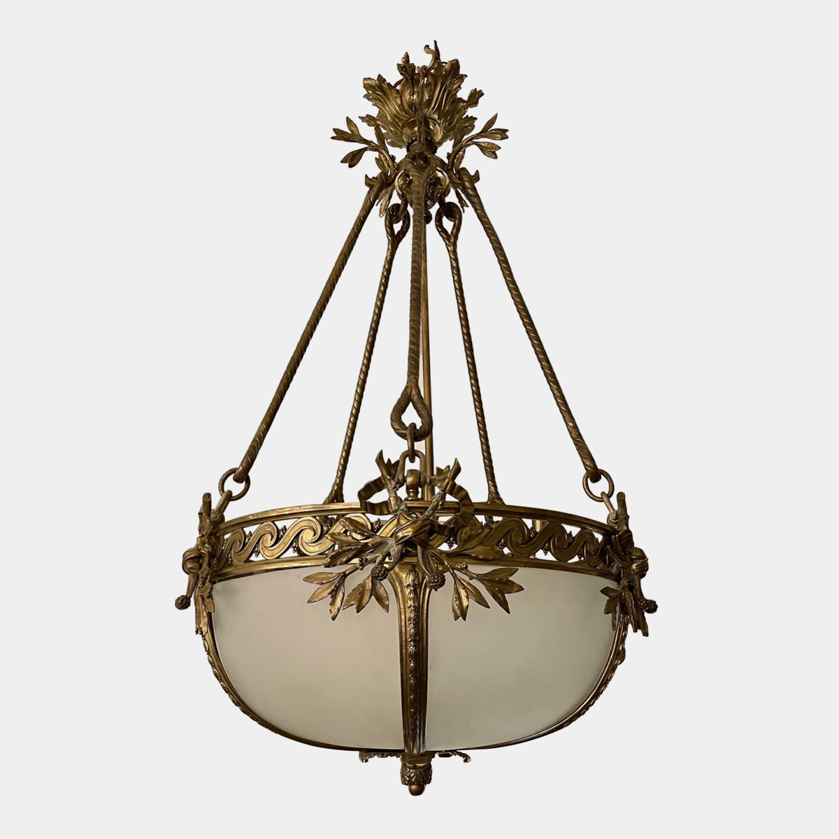 A Large Gilt Bronze French Empire Style Chandelier