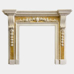 White and Siena Marble Fireplace