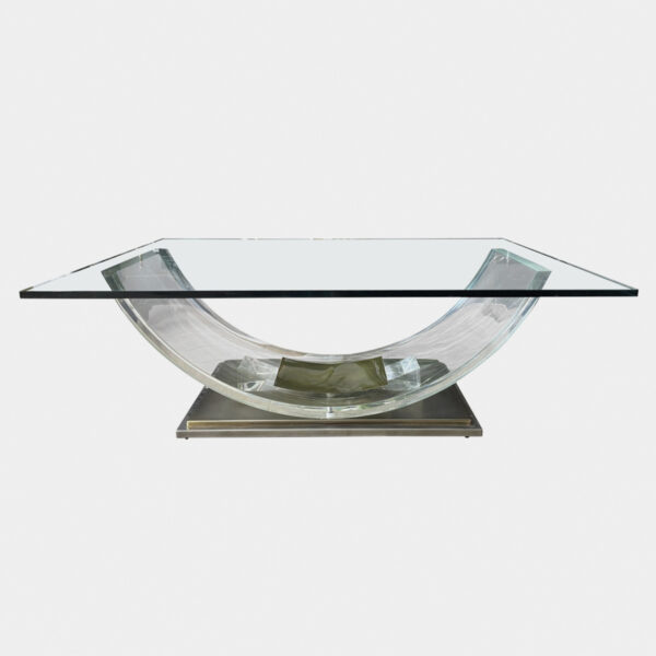 Brass, Chrome and Lucite Coffee Table by Belgo Chrome