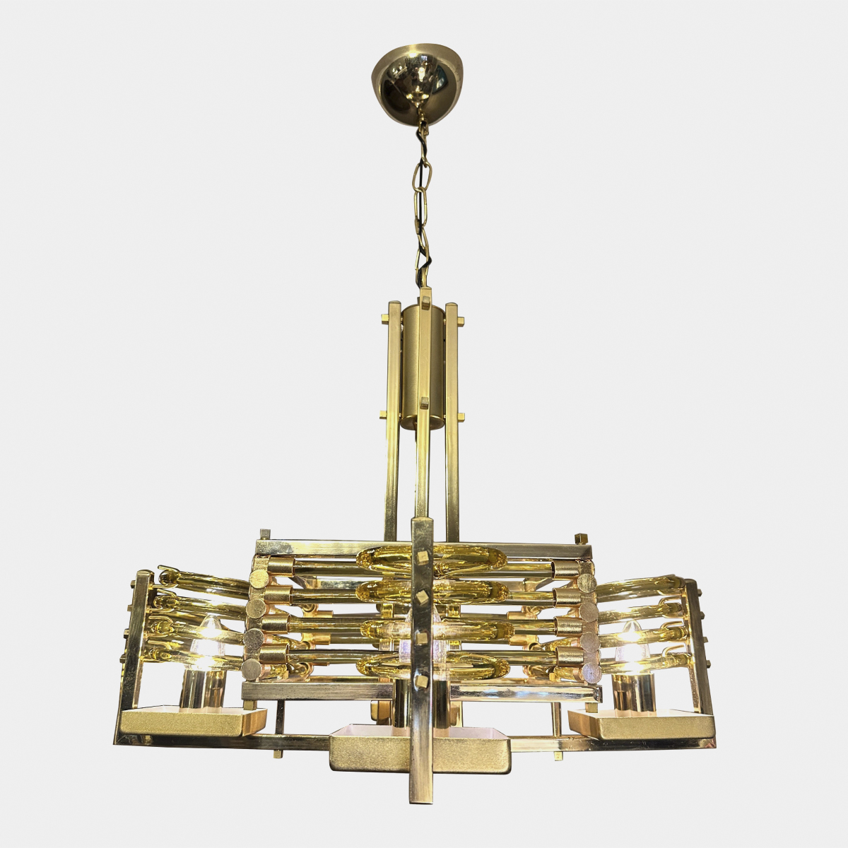 An Italian Gold Plate and Murano Glass Chandelier