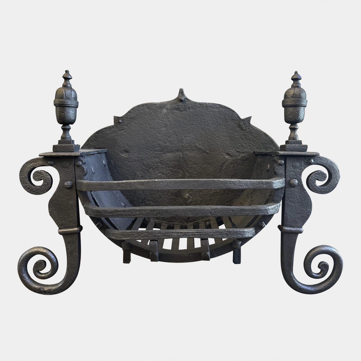 A Large late 18th Century English  Wrought Iron Fire Grate