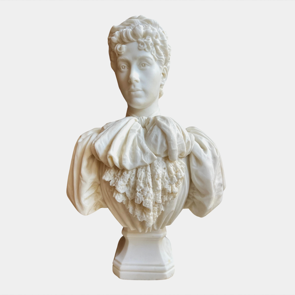 An Italian Antique Statuary White Marble Female Bust BY G Focardi Florence