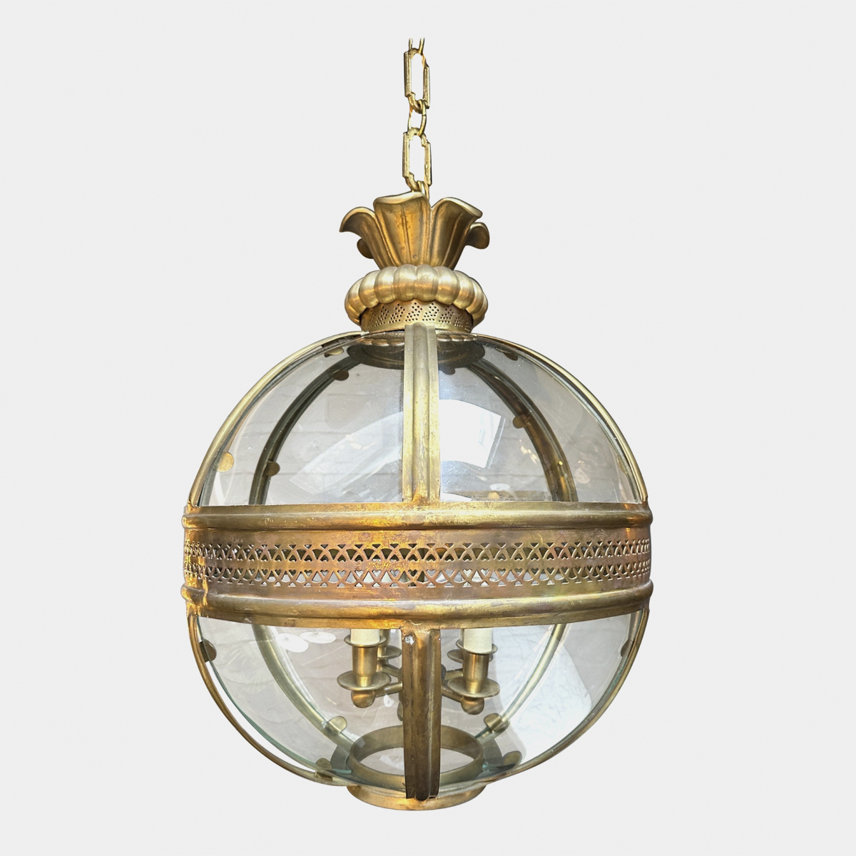 A Large Brass Globe Lantern