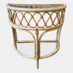 An English Cane Bamboo And Rattan Demi Lune Console Table