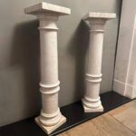 An Antique Pair Of White Carrara Marble Pedestals - Image 2
