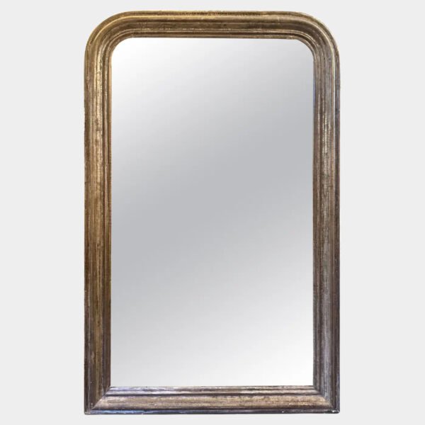 An Antique French Louis Philippe Silver Gilt Domed Topped Mirror