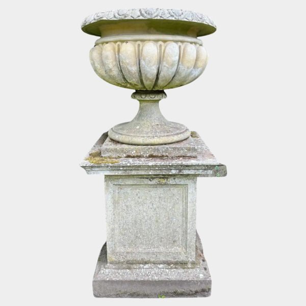 A Very large And Substantial English Stone Urn And Pedestal