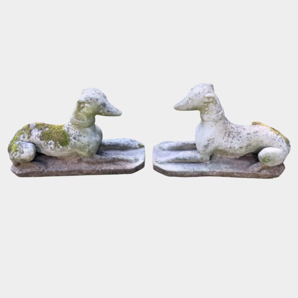 A Pair Of Life Size English Re Con Stone Whippets