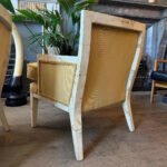 A Pair Of Mid Century French Parchment And Velvet Cord Lounge Armchairs - Image 3