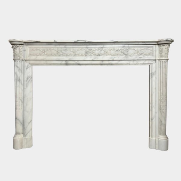 A Large Antique French Louis XVI Style 19th Century  Marble Fireplace