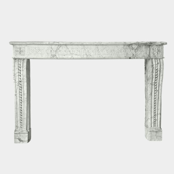 A large French Antique Louis XVI Period Calacatta Marble Fireplace