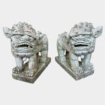 A Pair Of carved Stone Foo Chinese Dogs