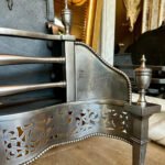 An English Antique Georgian Style Polished Steel Dog Grate Fire Grate - Image 6
