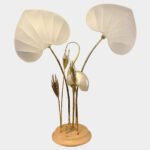 A Very Large  Italian Antonio Pavia Brass Crane Table Lamp