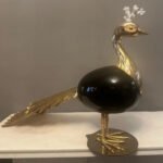 A large Brass And Ostrich Egg Peacock By Antonio Pavia - Image 4