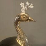 A large Brass And Ostrich Egg Peacock By Antonio Pavia - Image 6