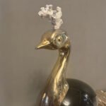 A large Brass And Ostrich Egg Peacock By Antonio Pavia - Image 2