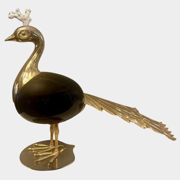 A large Brass And Ostrich Egg Peacock By Antonio Pavia