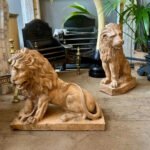 A Set Of Antique 19th C Terracotta Lion Sculptures - Image 4