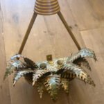 A French  Brass Hanging Basket and Painted Fern Wall light - Image 6