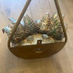 A French  Brass Hanging Basket and Painted Fern Wall light - Image 4