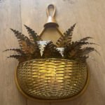 A French  Brass Hanging Basket and Painted Fern Wall light - Image 2