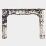 An Antique 18th C French Rococo Fireplace in Superior Breche Violette Marble