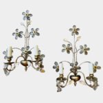 A Pair Of French Gilt Metal and Cut Glass Wall Lights