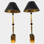 A Pair Of Tall Italian Gilt Brass Table Lamps