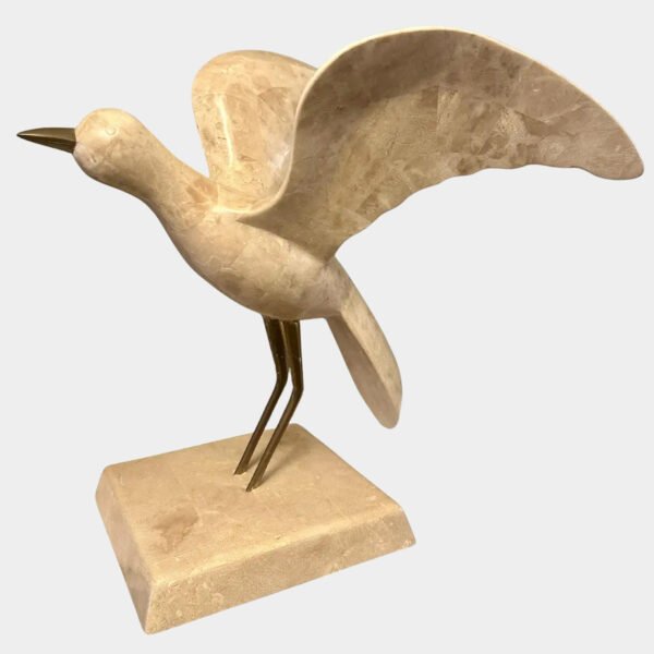 A large Brass And Tessellated Marble Seagull By Maitland Smith