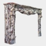 Large Antique French Rococo Breche Violette Marble Fireplace - Image 4