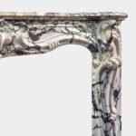 Large Antique French Rococo Breche Violette Marble Fireplace - Image 3