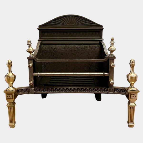 A Small Late 19th Century  Brass And Cast Iron Firegrate