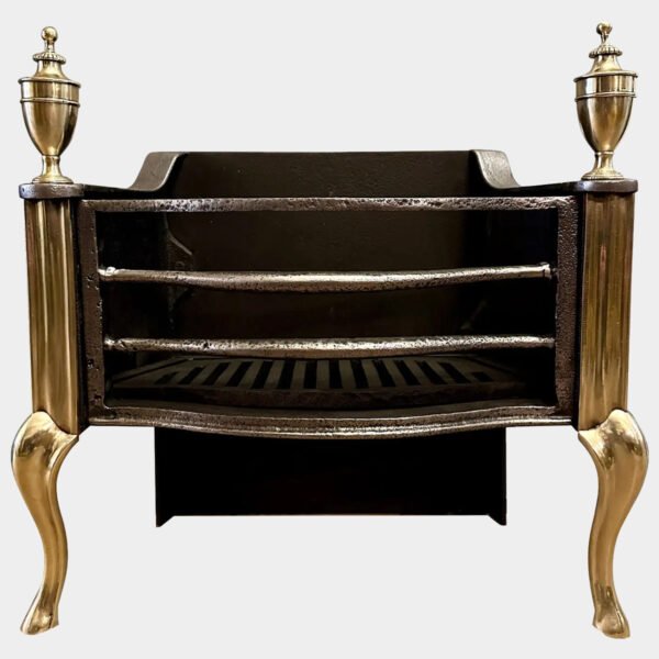 An English  Brass And Wrought Iron Fire Basket By Thomas Elsley