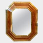 A Large French Brass And Burr Elm Jean Claude Mahey Mirror