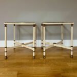 A Pair Of French Cream Lacquered and Brass Side tables - Image 2