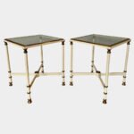 A Pair Of French Cream Lacquered and Brass Side tables - Image 9