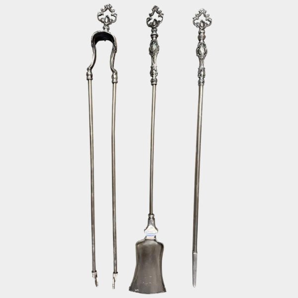 A Set Of Antique Steel Ornate French Fire Tools