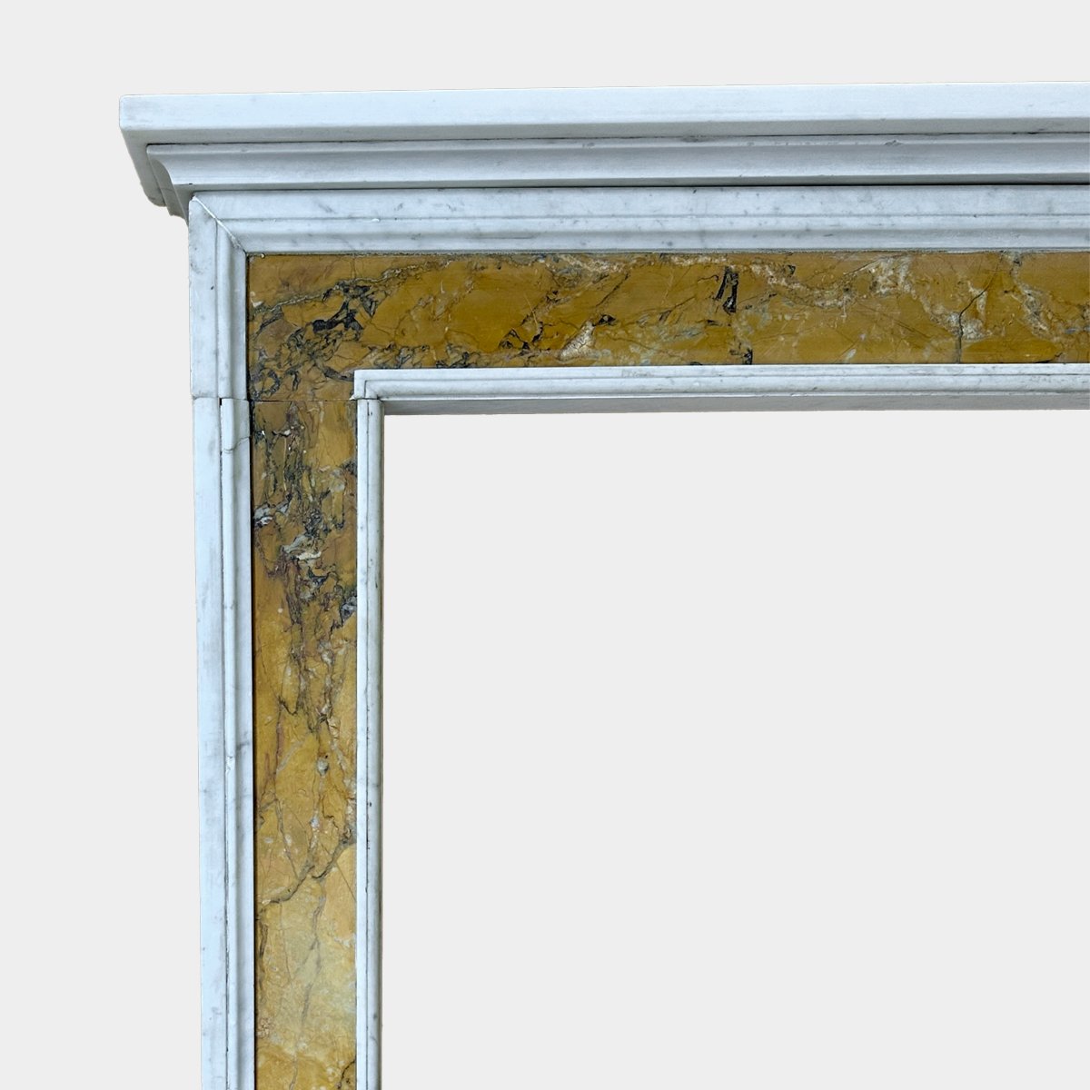 An English Queen Anne Style White And Siena marble Fireplace - Image 4