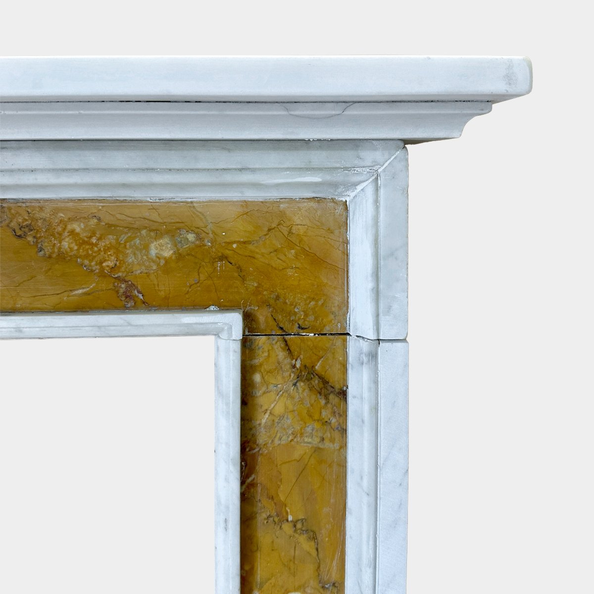 An English Queen Anne Style White And Siena marble Fireplace - Image 6