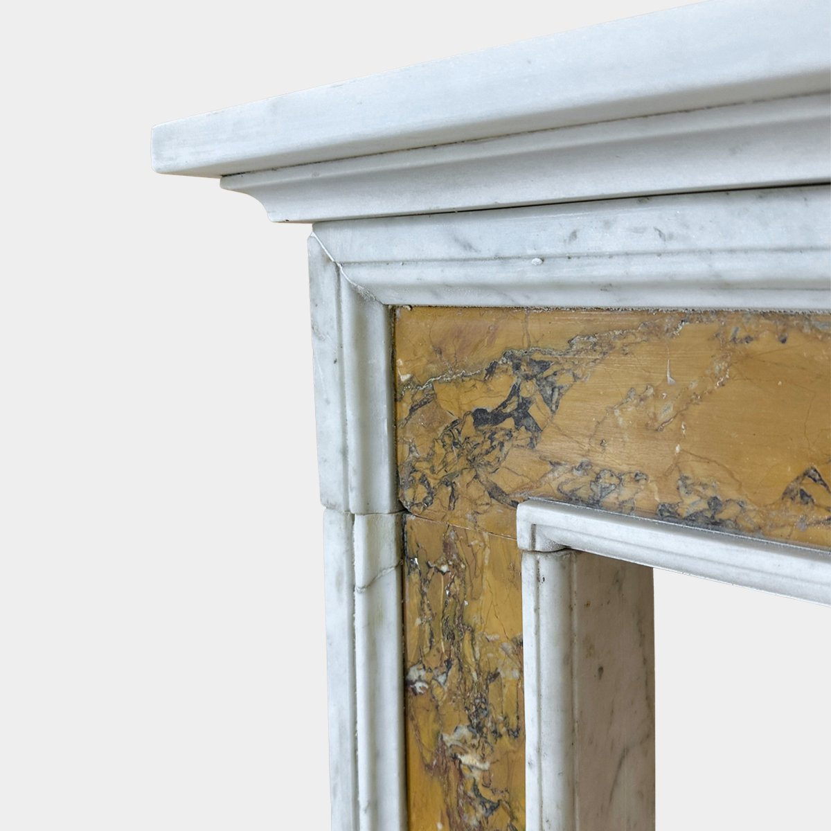 An English Queen Anne Style White And Siena marble Fireplace - Image 2
