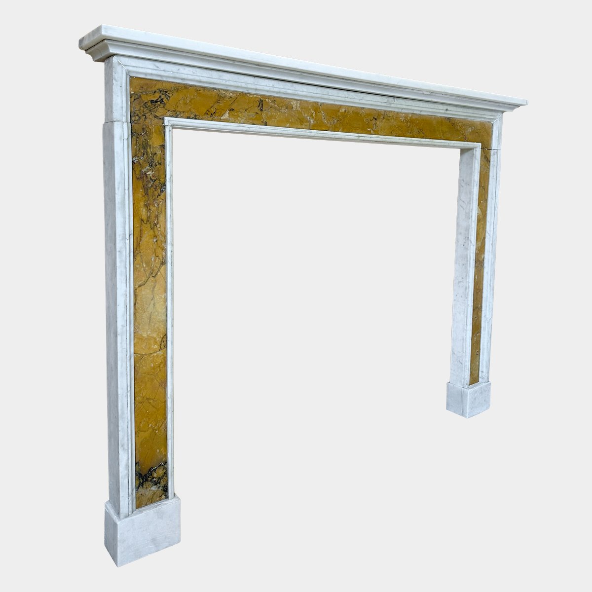 An English Queen Anne Style White And Siena marble Fireplace - Image 5