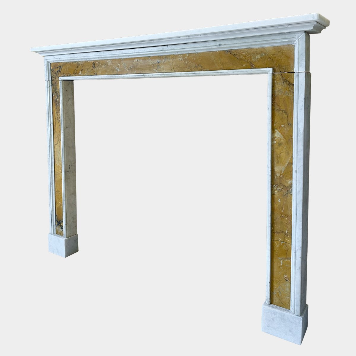 An English Queen Anne Style White And Siena marble Fireplace - Image 3