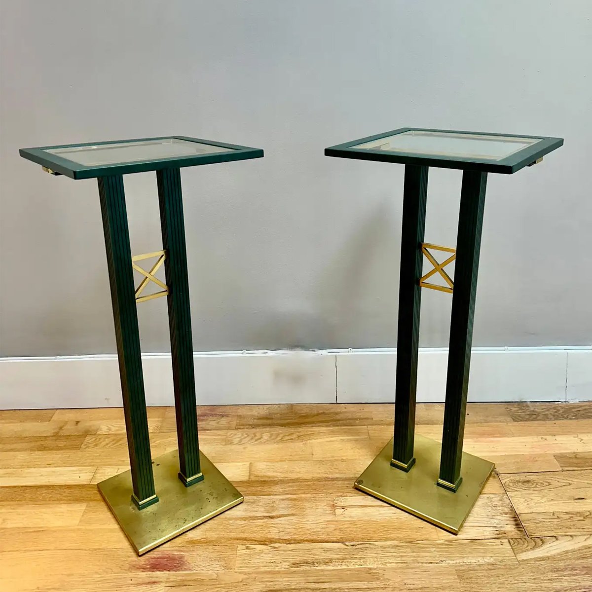 A Pair Of Brass and Bronze Patinated Italian Pedestals - Image 5